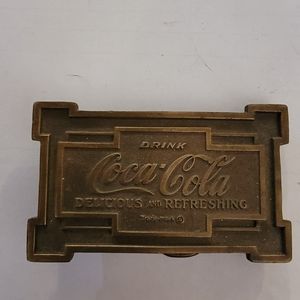 Vintage Coca Cola Coke Bergamot Advertising Brass Belt Buckle. Made in USA